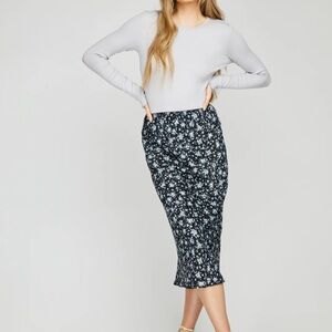 Gentle Fawn Florentine Floral Black Midi Skirt